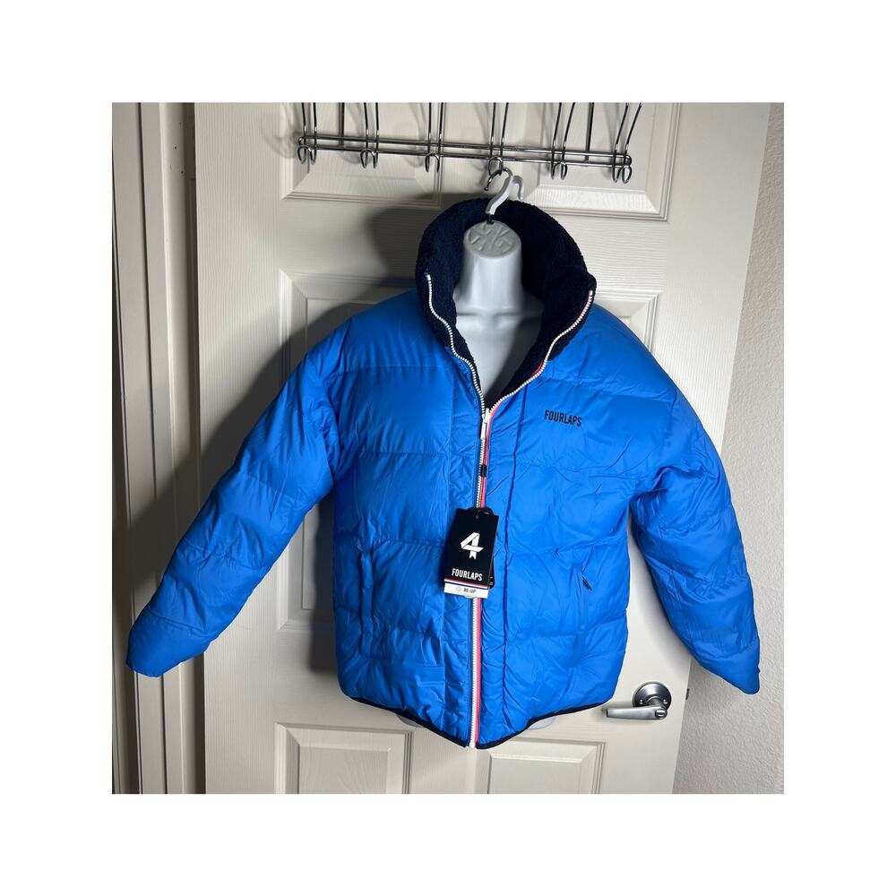 4 LAPS Fourlaps Polar Quilted Reversible Sherpa Jacket Blue NEW ~ Size S